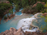 A Blue Waterfall Wets the Arid Landscape of the Grand Canyonl Photographie