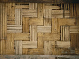 Close View of Wood Strips Woven into a Mat or Container Photographie par Steve Raymer