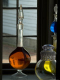 Ornate Bottles Filled with Colorful Liquid on a Windowsill Photographic Print by Todd Gipstein