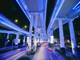 Making Use of Vertical Space, Three Roadway Overpasses are Built over Existing Roadways Below Photographie