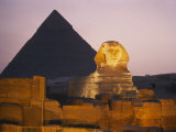 Pyramids of Giza with the Great Sphinx at Twilight Photographic Print