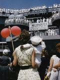 Family Members Welcome Home the U.S.S. Forrestal, an Aircraft Carrier Photographic Print