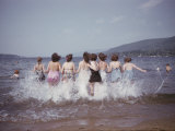 Women Splashing into Lake George Photographic Print