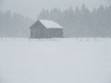 A Barn Behind a Fence in the Snow Photographic Print by Mattias Klum