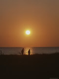 Two People are Silhouetted against the Setting Sun Photographie