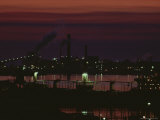 A View of Port Angeles and a Pulp Mill at Dusk Photographic Print