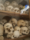 Human Skulls Fill a Display Case at Nea Moni Monastery Photographic Print by Tino Soriano