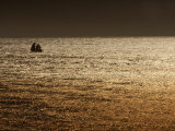 A Sailing Ship Crosses Waters Turned Gold by the Setting Sun Photographic Print by Sam Abell