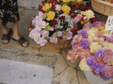 Colorful Flowers Fill Baskets at a Vendors Street-Side Stall Photographic Print by Tino Soriano