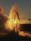 Old Faithful Geyser at Twilight Photographic Print