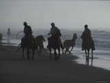 Chincoteague Cowboys Herd Wild Ponies for the Annual Pony Swim Photographic Print by Medford Taylor
