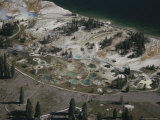 Aerial of Hot Pools and Boardwalk at West Thumb Geyser Basin Photographic Print