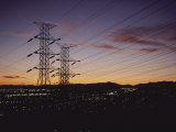 A Twilight Los Angeles Sky Crisscrossed with Power Lines Photographic Print by Gordon Wiltsie