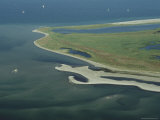 Aerial View of Wattenmeer National Park Shoreline, Germany, Photographic Print