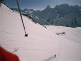 A Skier Heads Down Mount Swanzy Photographic Print