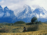 Woman Riding Horseback, Torres Del Paine National Park Photographic Print by Skip Brown