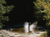 Mountain Biker Splashing Through Water at High Speed, Canaan Valley Photographic Print by Skip Brown