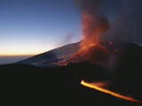 A Fiery New Cone on Mount Etna Upstages Sicilys Night Sky in 2002 Photographic Print by Peter Carsten