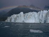 A Rainbow Meets Harker Glacier, a Deeply Crevassed Glacier at Moraine Fjord Photographic Print