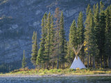 A Tepee is Built on the Edge of Cli Lake Photographic Print