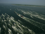 The Raised Hunley Submarine Escorted Ashore by Boats of Well-Wishers Photographic Print