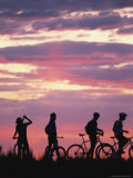 Silhouetted Cyclists Take a Water Break, Northern Arizona Photographic Print