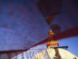 Prayer Flags Wave in the Breeze at Bodhnath Stupa Photographic Print