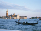 A Gondolier and Tourists on the Grand Canal Near Saint George Island Photographic Print