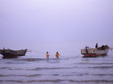 Fishermen Moor Their Boats, Bohai Sea, Twilight, Qinhuangdao, China Photographic Print