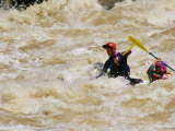Kayakers Paddle in Colorado River Rapids Photographic Print