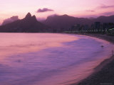 Twilight View of Ipanema Beach and Two Brothers Peaks Photographic Print
