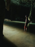 Spelunker Explores Mil Columnas Cave Photographic Print