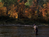 Fly-Fisherman Lays Out a Perfect Cast in Search of Atlantic Salmon Photographic Print