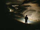 Cavers Stand in the New Discover Section of Meringo Cave Photographic Print