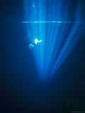Man Swims in Cenote Yax-Ha near Cacao Photographic Print
