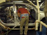 Worker Assembling Hybrid Car at Plant in Japan Photographic Print by Justin Guariglia
