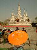 An Umbrella and People on a Bench in the Chinese Ethnic Culture Park Photographic Print