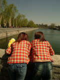 Tourists Gaze Across a Moat Surrounding the Forbidden City Photographic Print