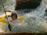 A Kayaker Blasts off a Narrow Slot Waterfall on the Potomac River Photographic Print by Skip Brown