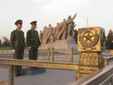 Soldiers Stand Guard at the Tomb of Mao Zedong in Tiananmen Square Photographic Print