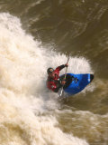 Whitewater Kayaker Surfing a Large Standing Wave Photographic Print by Skip Brown