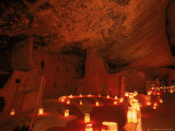 Luminarias Light up the Anasazi Spruce Tree House Dwelling Photographic Print