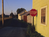 A Stop Sign in a Rural Alley Photographic Print