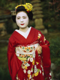 Kimono-Clad Geisha in a Park Photographic Print