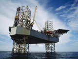 An Oil and Gas Drilling Platform in the North Atlantic off the Coast of Sable Island Lámina fotográfica