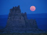 Moonrise Above a Travertine Chimney Near Lake Abbe Photographic Print