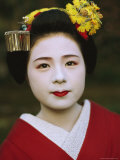 A Portrait of a Kimono-Clad Geisha Photographic Print