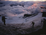 Dawn's Light Finds Mountaineers Crossing a Snow-Crusted Ridge of Mt. Hood, Oregon Photographic Print by Sam Abell