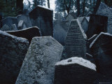 Jumbled Tombstones in the Old Jewish Cemetery in Prague, Czechoslovakia Photographic Print