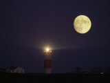 Moon Shines above the Sankaty Head Lighthouse, Nantucket Island, Massachusetts Photographic Print